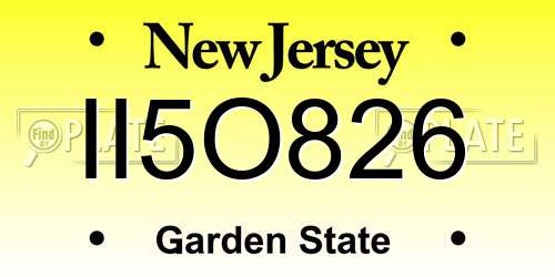 II5O826 New Jersey License Plate