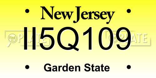 II5Q109 New Jersey License Plate