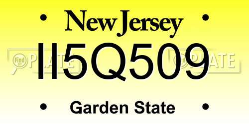 II5Q509 New Jersey License Plate