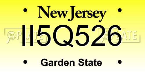 II5Q526 New Jersey License Plate