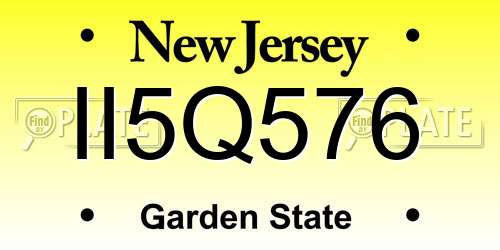 II5Q576 New Jersey License Plate