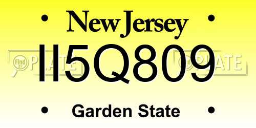 II5Q809 New Jersey License Plate