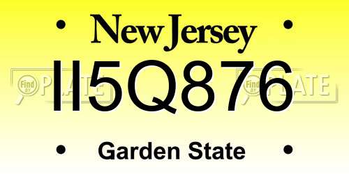 II5Q876 New Jersey License Plate