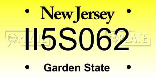 II5S062 New Jersey License Plate