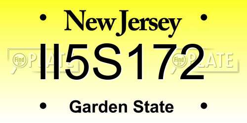 II5S172 New Jersey License Plate