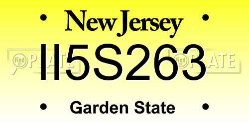 II5S263 New Jersey License Plate