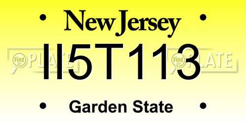 II5T113 New Jersey License Plate