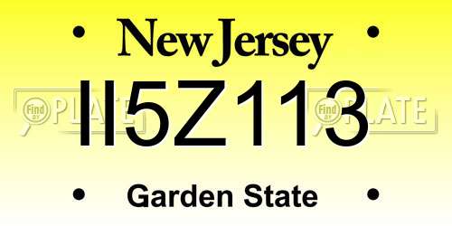 II5Z113 New Jersey License Plate