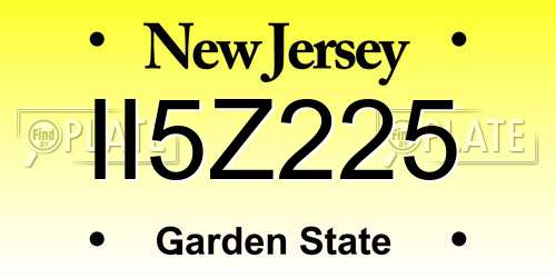 II5Z225 New Jersey License Plate