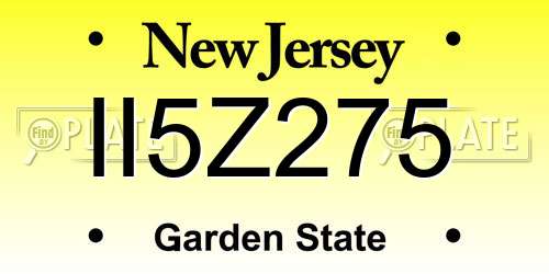 II5Z275 New Jersey License Plate