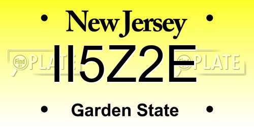 II5Z2E New Jersey License Plate