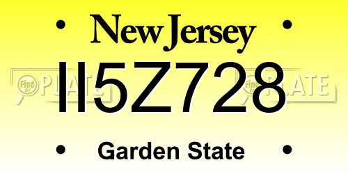 II5Z728 New Jersey License Plate