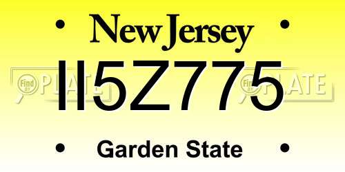 II5Z775 New Jersey License Plate