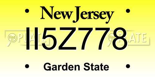II5Z778 New Jersey License Plate