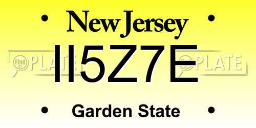 II5Z7E New Jersey License Plate