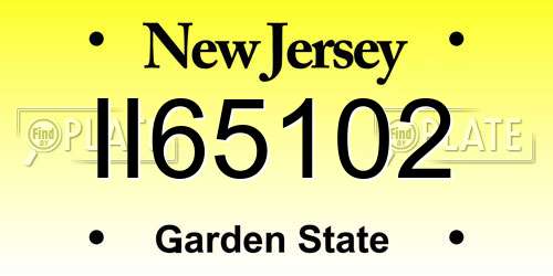 II65102 New Jersey License Plate