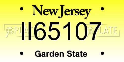 II65107 New Jersey License Plate