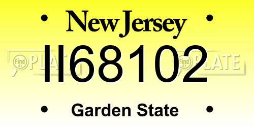 II68102 New Jersey License Plate