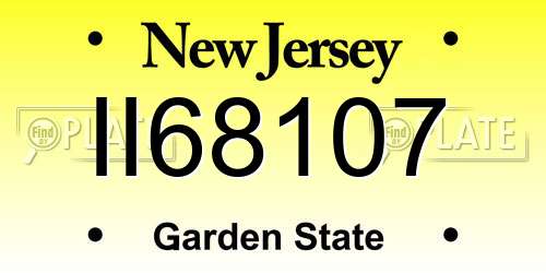 II68107 New Jersey License Plate