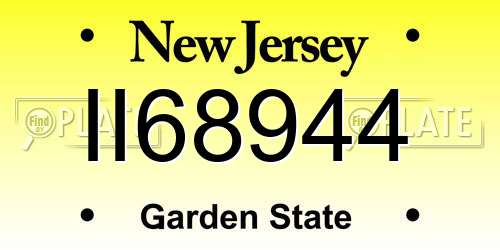 II68944 New Jersey License Plate