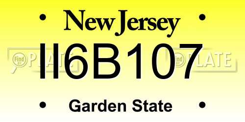 II6B107 New Jersey License Plate