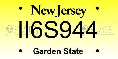 II6S944 New Jersey License Plate