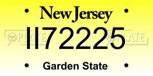 II72225 New Jersey License Plate