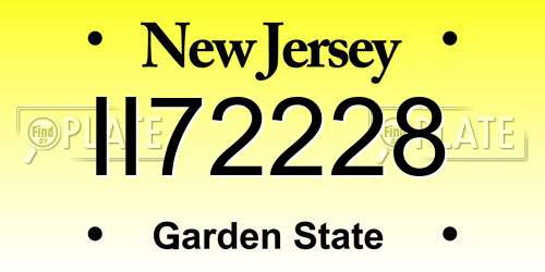 II72228 New Jersey License Plate