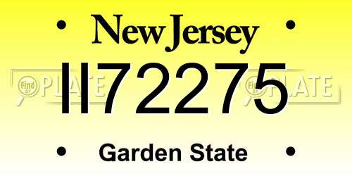 II72275 New Jersey License Plate