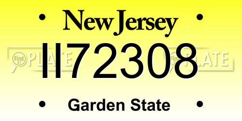 II72308 New Jersey License Plate