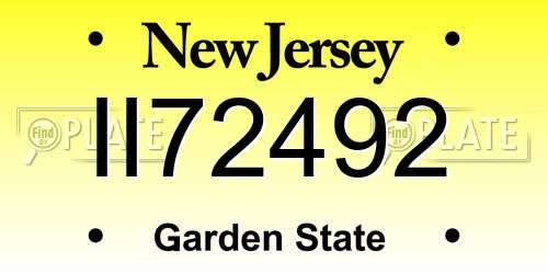 II72492 New Jersey License Plate