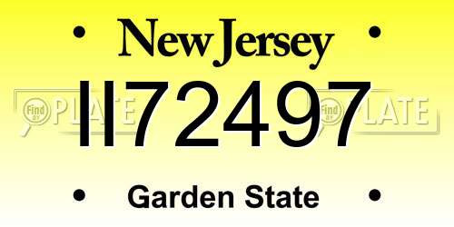 II72497 New Jersey License Plate