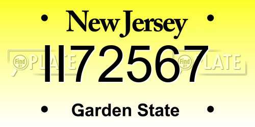 II72567 New Jersey License Plate