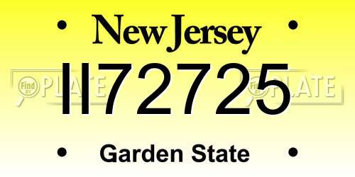 II72725 New Jersey License Plate