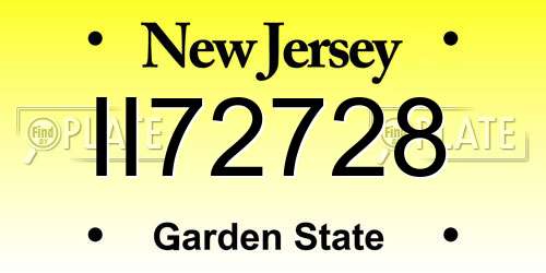 II72728 New Jersey License Plate