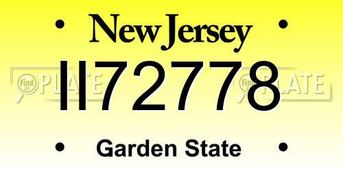 II72778 New Jersey License Plate