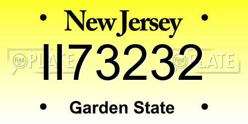 II73232 New Jersey License Plate