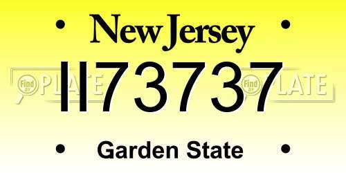 II73737 New Jersey License Plate