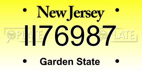 II76987 New Jersey License Plate