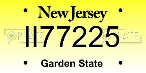 II77225 New Jersey License Plate
