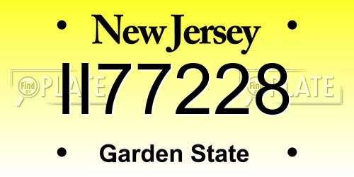 II77228 New Jersey License Plate