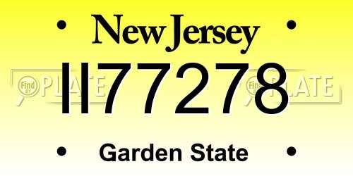 II77278 New Jersey License Plate