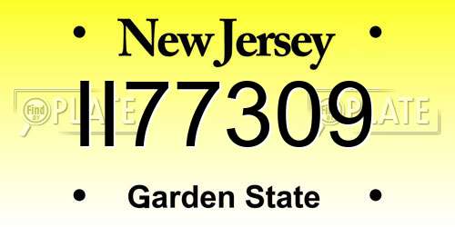 II77309 New Jersey License Plate