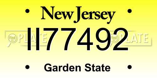 II77492 New Jersey License Plate