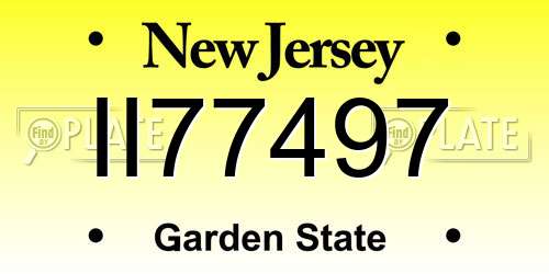 II77497 New Jersey License Plate