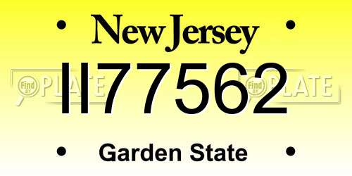 II77562 New Jersey License Plate