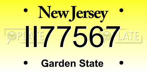 II77567 New Jersey License Plate