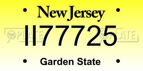 II77725 New Jersey License Plate
