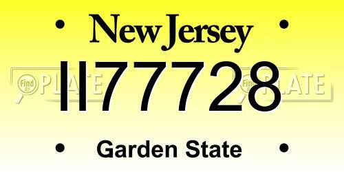 II77728 New Jersey License Plate