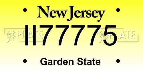 II77775 New Jersey License Plate